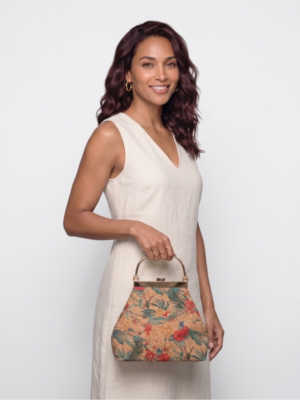 Cork Print Top-Handle Bag